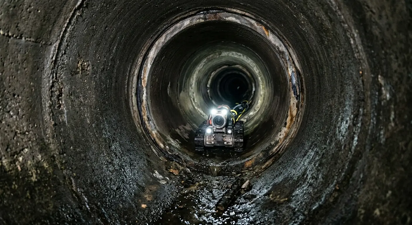 Robotic sewer camera inspecting pipe interior for Sewer Line Repair in Dennis